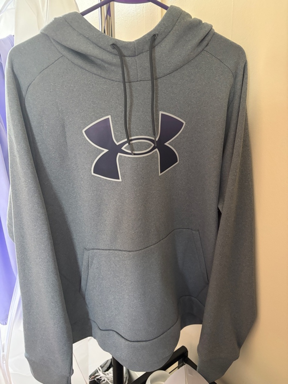Under Armour Slate‎ Gray Pullover Hoodie with Navy Logo